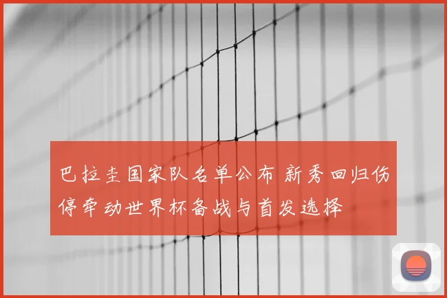 巴拉圭国家队名单公布 新秀回归伤停牵动世界杯备战与首发选择